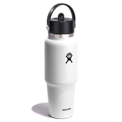 Hydro Flask 32oz Wide Mouth Flex Straw Travel Bottle - White: BPA-Free, Vacuum-Insulated