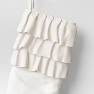 20" Christmas Velvet Stocking with Ruffles White - Wondershop