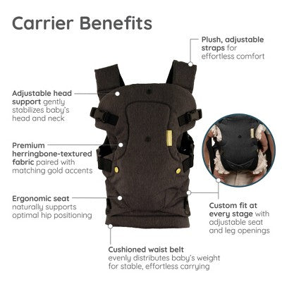 Infantino Flip Luxe 4-in-1 Convertible Baby Carrier - 0-42 Months - Onyx