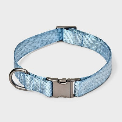 Fashion Adjustable Length and Reinforced Stitching Dog Collar - M - Blue - Boots & Barkley