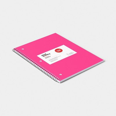 College Rule 1 Subject 7.5"x10.5" Spiral Notebook Pink - Dealworthy