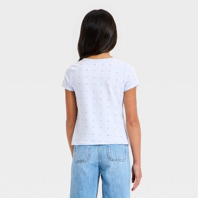Girls' Short Sleeve Heart T-Shirt - Cat & Jack Blue L Plus