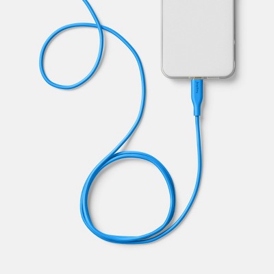 6' A+C Silicone Cable - heyday Bright Blue: USB to USB-C Cord