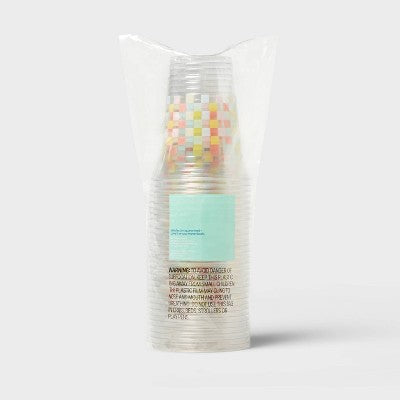 Disposable Clear Cup - Checkered - 18oz/30ct - up&up