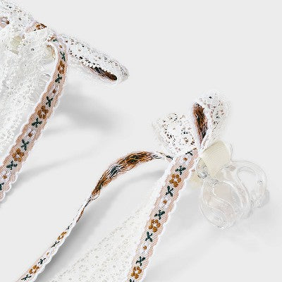 Girls' 2pk Double Layer Bow Clip Set - art class Green Floral