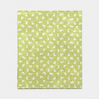 Easter Plush Bunny Printed Throw Blanket Green/Ivory - Room Essentials