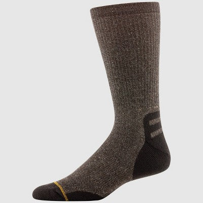 Signature Gold by Goldtoe Men's Heavyweight Tec Crew Boot Socks 2pk - Peacoat/Brown Marl 6-12