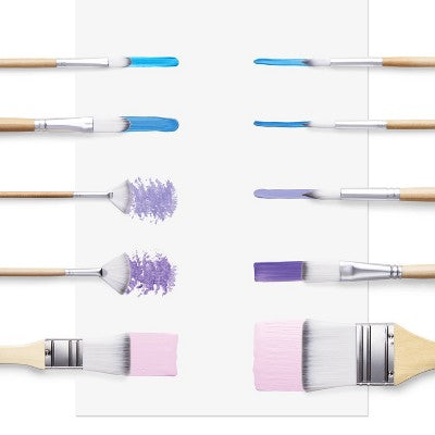 24pc Artist Paintbrush Set - Mondo Llama: Nylon & Wood, All Paint Types, Angle, Fan, Round, Filbert Brushes