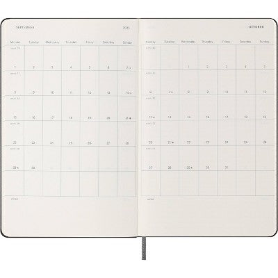 Moleskine 2024-25 Large Weekly Planner 8.26"x5.31" Hardcover Black: Pocket Calendar, Elastic Closure, Ribbon Marker