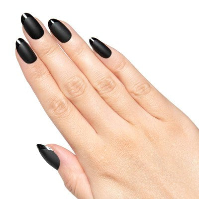 Olive & June Press-On Fake Nails - M Oval - Glossy Tip Black French - 42ct