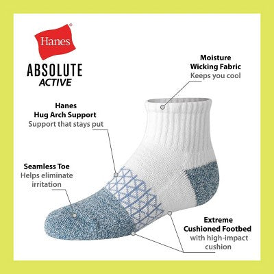 Hanes Boys' 4pk Absolute Active Ankle Socks - White S (4.5-8.5)