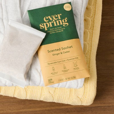 Air Freshener Sachet Ginger & Cedar - Everspring: Solid Form, 1-Pack, Non-Powered