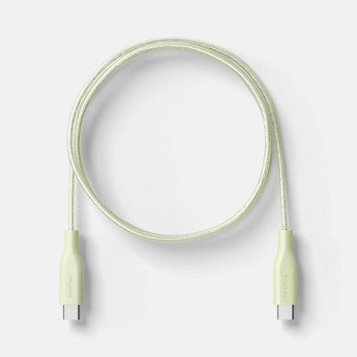 3' USB-C to USB-C Silicone Translucent Jelly Charging Cable - heyday Matcha