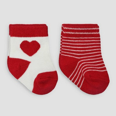 Carter's Just One You Baby 2pk Valentines Day Socks - Red/White 6-12M