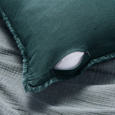 Euro Heavyweight Linen Blend Throw Pillow Dark Teal Blue - Casaluna: 26" Square, Removable Cover, Indoor Use (LOCAL PICKUP ONLY)
