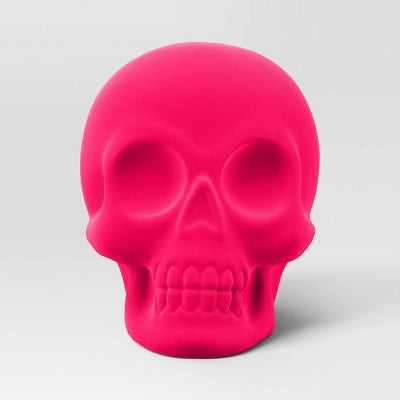 Plastic Halloween Flocked Decor Neon Pink Skull - Hyde & EEK! Boutique