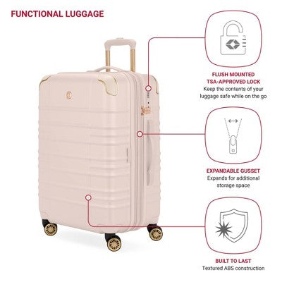 SWISSGEAR Cascade II Medium Checked Spinner Wheels Suitcase 8 Wheel 33 lb Capacity - Rose (LOCAL PICKUP ONLY)