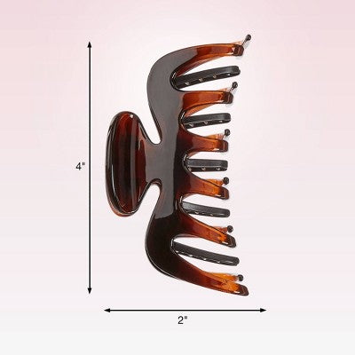 scunci No-Slip Grip Extra Teeth Claw Clip - Brown - Fine Hair