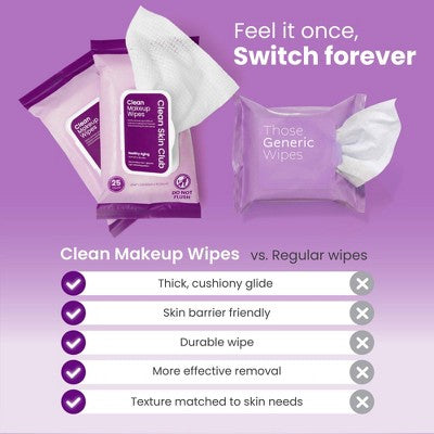 Clean Skin Club Makeup Facial Cleansing Wipes Healthy Aging - 25ct