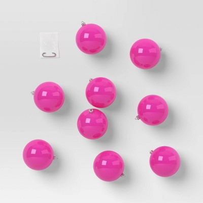 9ct 100mm Christmas Shatterproof Ornament Set Dark Hot Pink - Wondershop