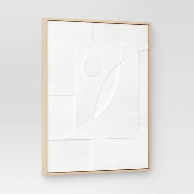 24" x 30" Dimensional II 3D Framed Wall Sculpture with Sand texture - Threshold: Modern Canvas Art, Polystyrene Frame (LOCAL PICKUP ONLY)