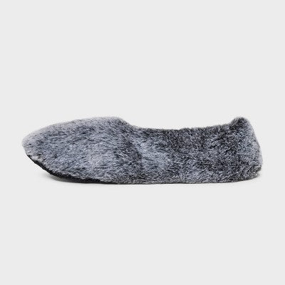 Women's Faux plush Cozy Pull-On Slipper Socks with Grippers - Auden Black S/M: Cushioned Insole, Nonslip