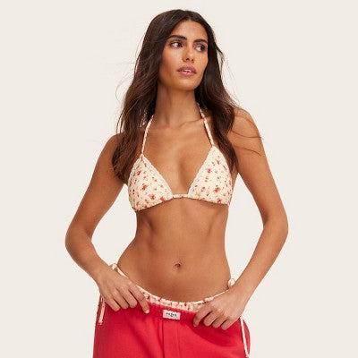 Women's Eyelet Trim Bikini Top - Parke x Target Cream Floral M