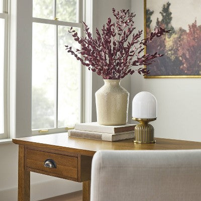 Brass Fluted and Frosted Glass Accent Table Lamp Brass/White - Hearth & Hand with Magnolia