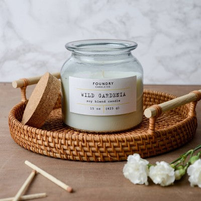 Foundry Candle Co. Glass Wild Gardenia and Ylang Ylang Jar Candle with Lid 15oz