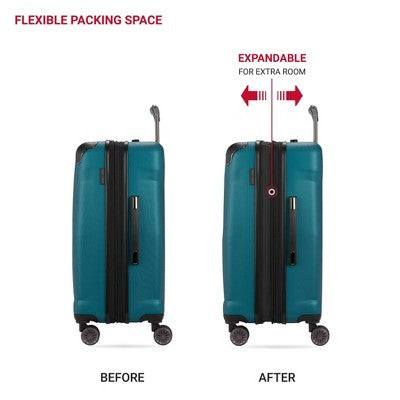 SWISSGEAR Cascade Hardside Medium Checked Suitcase - Teal: 8-Wheel, Adjustable Handle