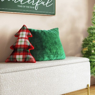 Velvet Square Throw Pillow with Zipper Closure Green - Threshold: Traditional Cotton Velvet, Removable Cover, 18"x18"