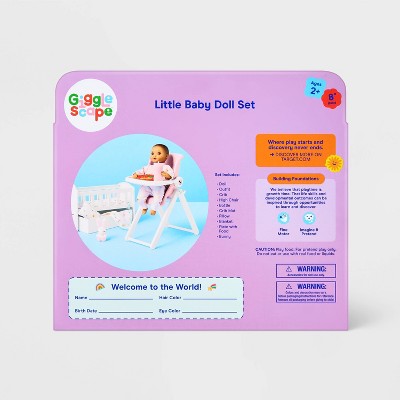 8" Little Baby Doll Set - Brown Hair + Brown Eyes - Gigglescape