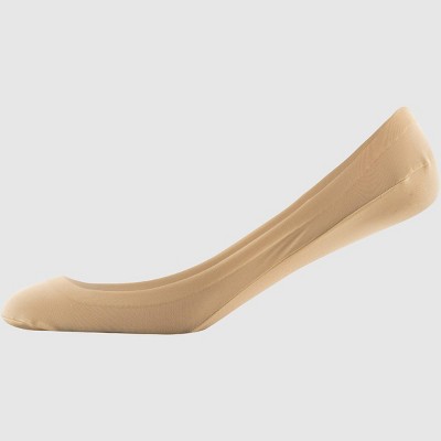 Peds Women's 2pk V Neck Super Low Cut Liner Socks - Black/Nude 5-10: Nylon Spandex Knit, Hidden Gel Heel Grip
