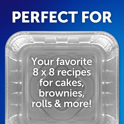 EZ Foil 8" x 8" Red Holiday Cake Pan with Lids - 3ct