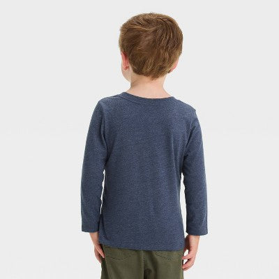 Toddler Boys' Long Sleeve Solid T-Shirt - Cat & Jack Navy Blue 2T