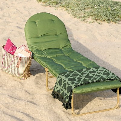 Folding Padded Outdoor Portable Beach Lounge Chair Green - Threshold (LOCAL PICKUP ONLY)