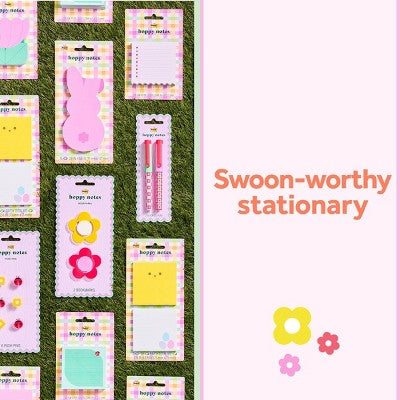Post-it 2pk Hoppy Notes Pink and Yellow Flower Bookmarks