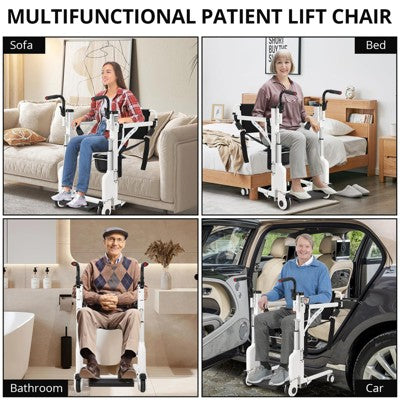 Garvee 4-in-1 Electric Patient Lift Transfer Wheelchair - 330 lbs Capacity, White (LOCAL PICKUP ONLY)