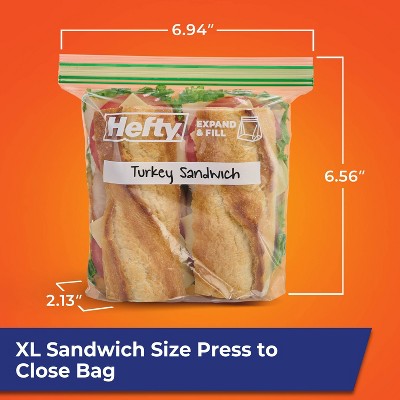 Hefty XL Sandwich Expand and Fill Food Storage Bags - 130ct