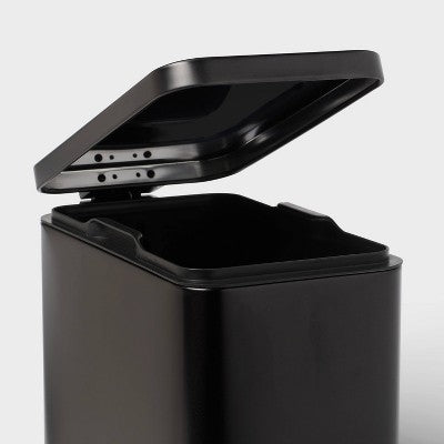10L Stainless Slim Step Trash Can Black - Brightroom