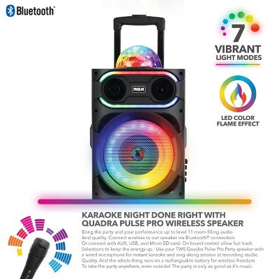 RCA Disco-208 Flame Effect Bluetooth Party Speaker with Dual 8" Woofers (LOCAL PICKUP ONLY)