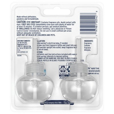 Glade PlugIns Spring Scented Oil Air Freshener Plug In Refills - Lush Greens & Water Lotus - 2ct/1.34oz