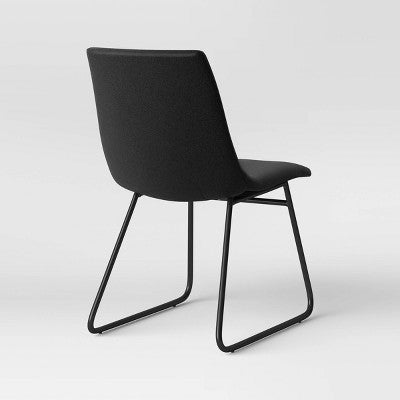 2pk Bowden Faux Leather Dining Chairs Black - Threshold: Modern Upholstered, Plywood Frame, 250lb Capacity (LOCAL PICKUP ONLY)