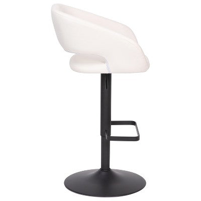Flash Furniture Erik Contemporary White Vinyl Adjustable Height Barstool with Rounded Mid-Back and Black Base (LOCAL PICKUP ONLY)