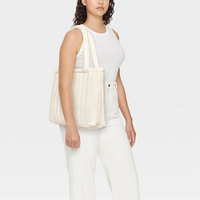 Quilted Drawstring Tote Handbag - Universal Thread Yellow