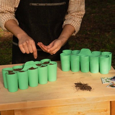 Sili-Seedlings 2pk 10 cell Seed Starter Silicone Outdoor Planter Jade Green