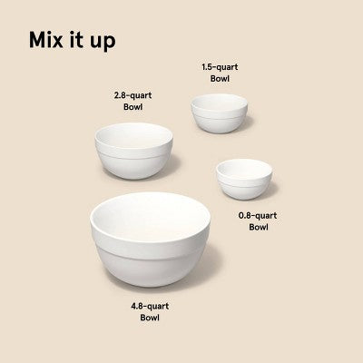 4pc Stoneware Mixing Bowl Set Cream - Figmint