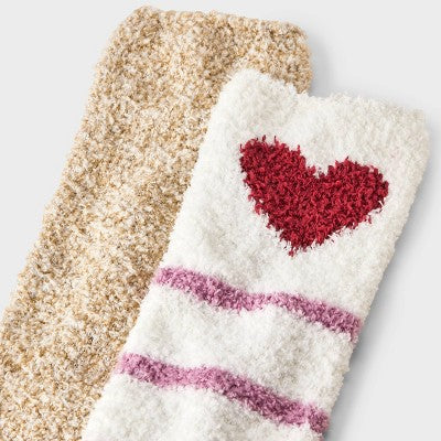 Women's Heart & Stripes 2pk Cozy Knee Socks 4-10