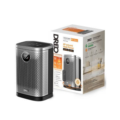 Dreo 1500W Atom Core Portable Oscillating Ceramic Space Heater for Home with Remote and Thermostat 1-12H Timer Silver: Indoor Heater for Bedroom