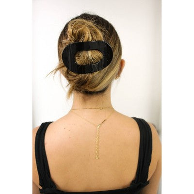 TELETIES Large Flat Round Hair Clip - Jet Black